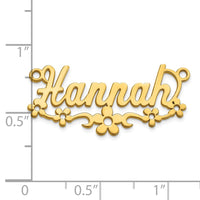 14k Yellow Gold Flower Name Plate