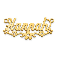 14k Yellow Gold Flower Name Plate
