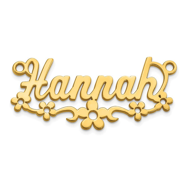 14k Yellow Gold Flower Name Plate