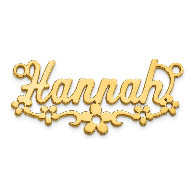14k Yellow Gold Flower Name Plate