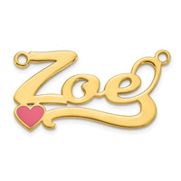 14k Yellow Gold Epoxy Heart Name Plate