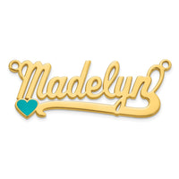 14k Yellow Gold Epoxy Heart Name Plate