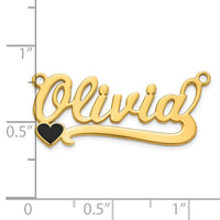 14k Yellow Gold Epoxy Heart Name Plate
