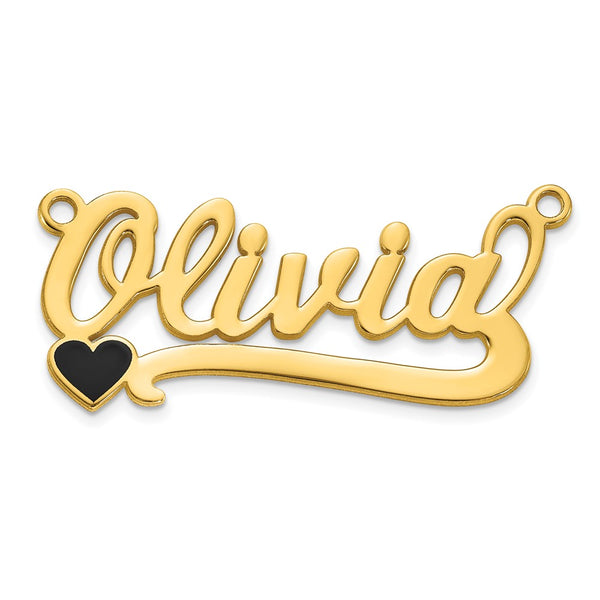 14k Yellow Gold Epoxy Heart Name Plate