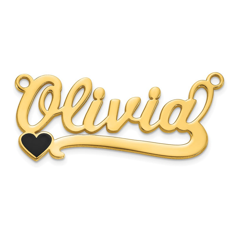 14k Yellow Gold Epoxy Heart Name Plate