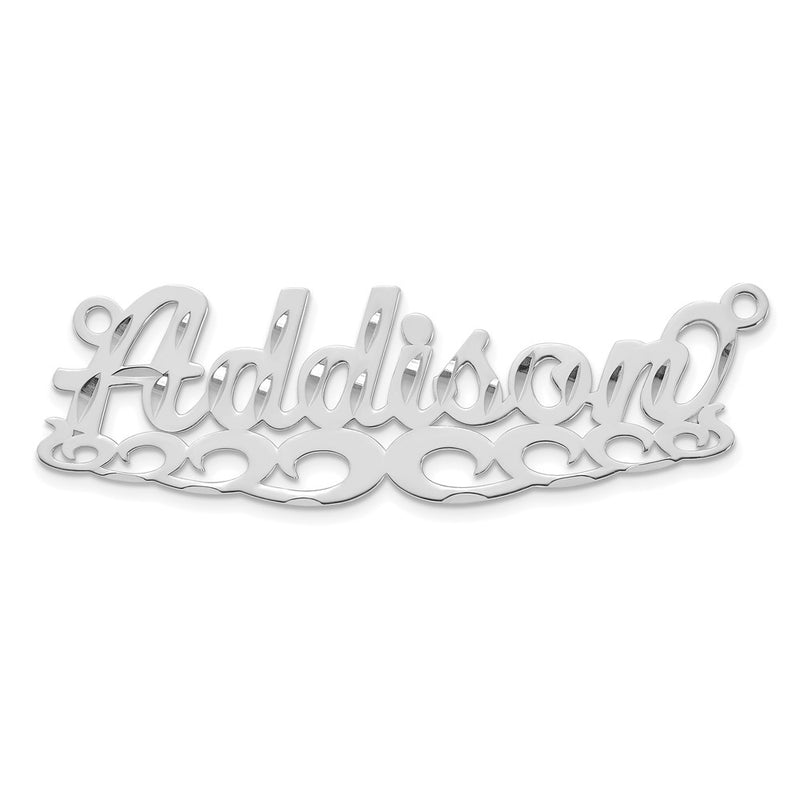 14k White Gold Diamond-cut Wave Name Plate