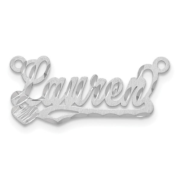 14k White Gold Satin Diamond-cut Heart Name Plate