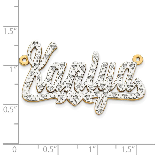 14k White Gold 3-D Diamond Name Plate