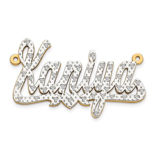 14k White Gold 3-D Diamond Name Plate