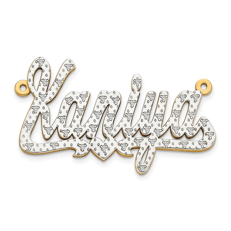 14k White Gold 3-D Diamond Name Plate
