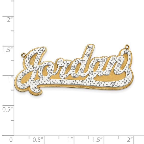 14k Yellow Gold and Rhodium 3D Diamond Name Plate