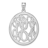 10k White Gold Round Monogram Pendant