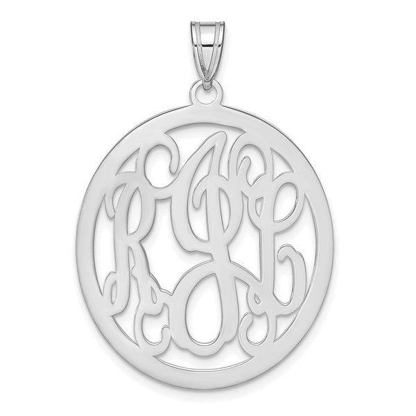 10k White Gold Round Monogram Pendant