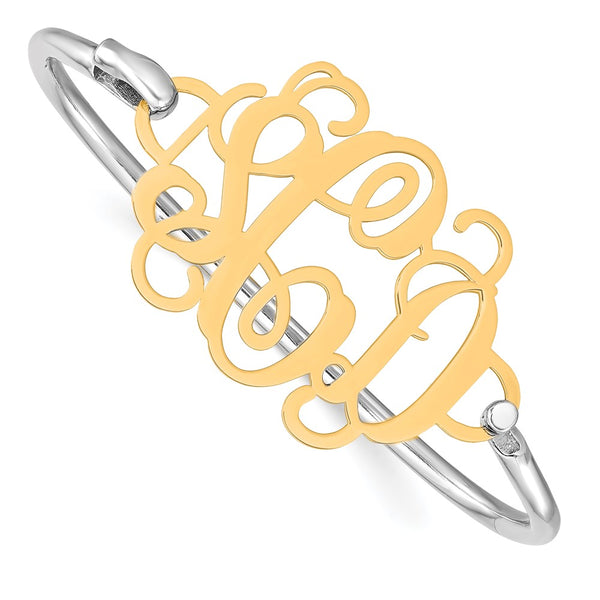 SS/Gold-plated Monogram with Sterling Silver Bangle