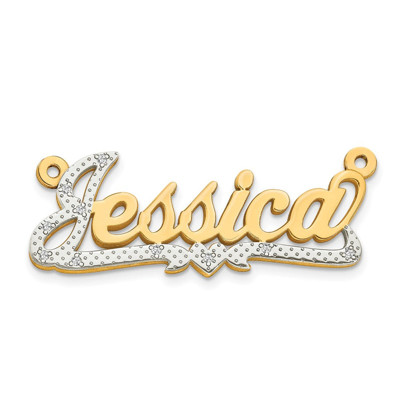 14k White Gold 3D Diamond Name Plate