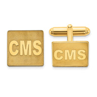 SS/Gold-plated Raised Letter Square Monogram Cuff Link