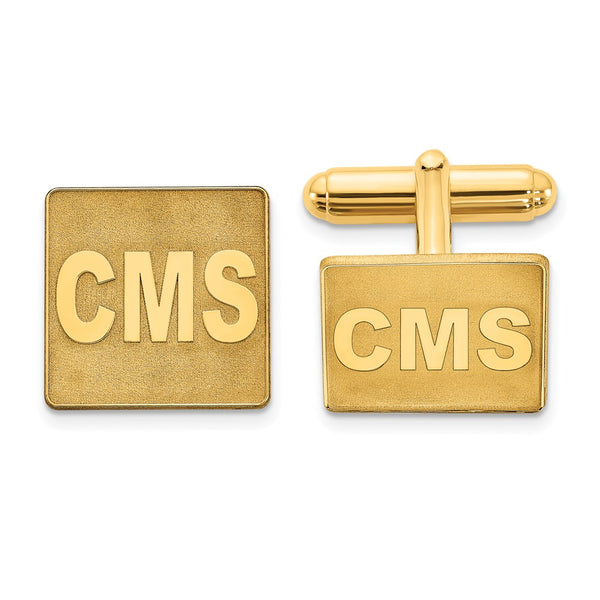 SS/Gold-plated Raised Letter Square Monogram Cuff Link