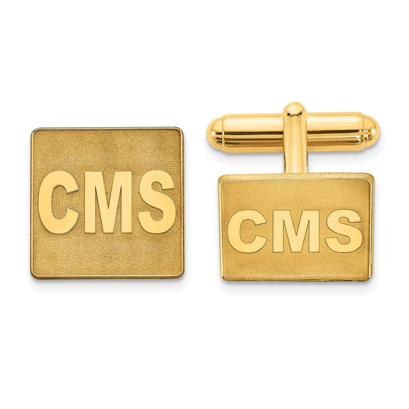 SS/Gold-plated Raised Letter Square Monogram Cuff Link