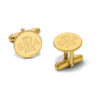SS/Gold-plated Recessed Letter Monogram Round Cuff Link