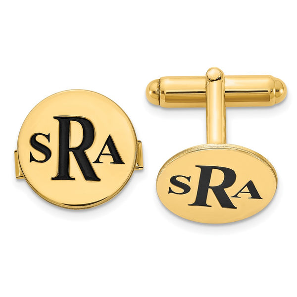 SS/Gold-plated Epoxy Letter Monogram Cuff Link