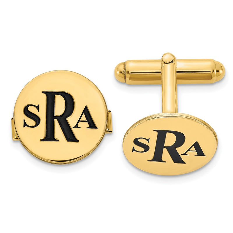 SS/Gold-plated Epoxy Letter Monogram Cuff Link