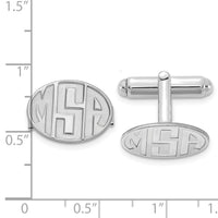 SS/Rhod-plated Recessed Letter Oval Monogram Cuff Link