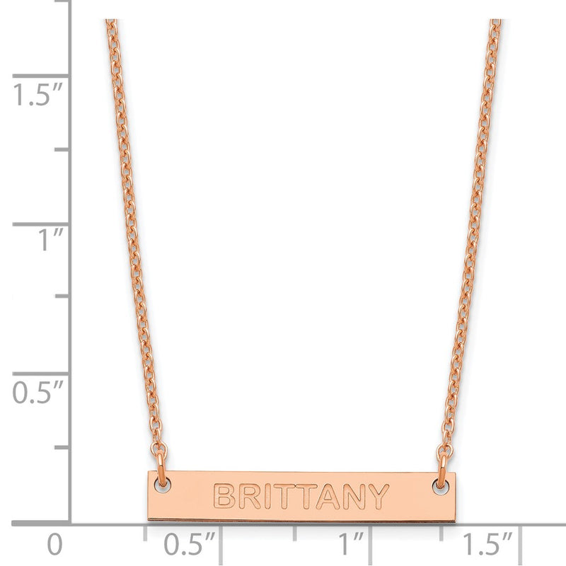 SS/Rose-plated Small Capitalized ARIAL ROUNDED Bar Necklace