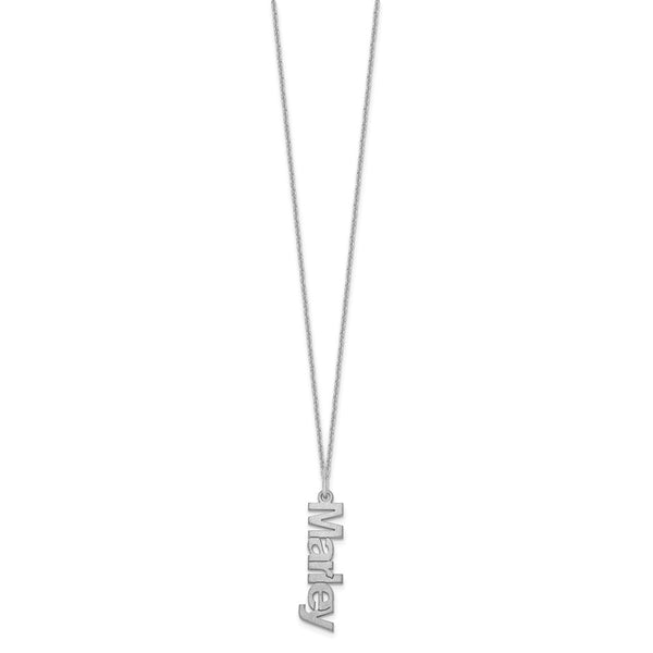 10k White Gold Brushed 1 Name Charm Necklace