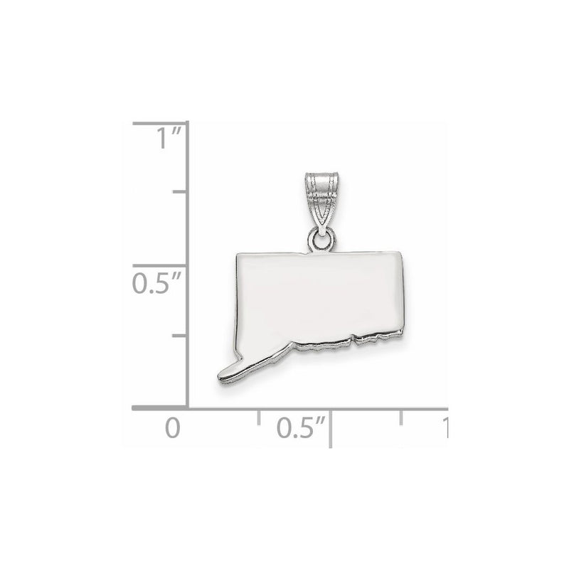 Sterling Silver/Rhodium-plated Connecticut State Pendant
