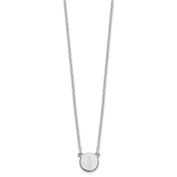 Sterling Silver Rhodium-plated Tiny Circle Block Letter I Initial Necklace
