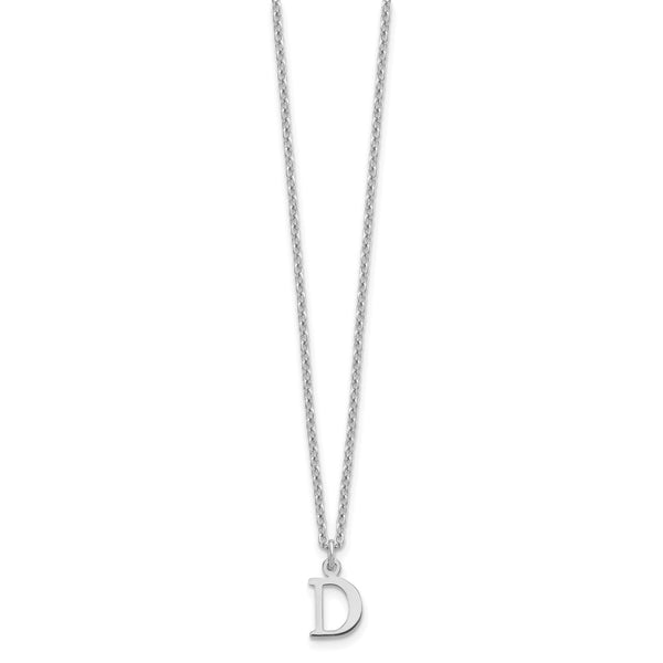 Sterling Silver Rhodium-plated Cutout Letter D Initial Necklace