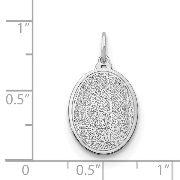 14k White Gold Oval Fingerprint Charm