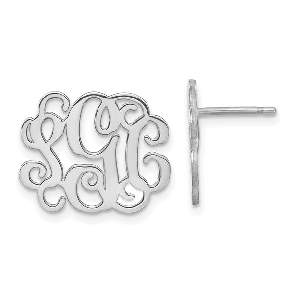 14k White Gold Monogram Post Earrings