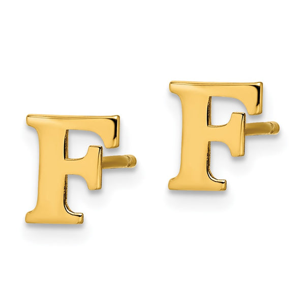 Sterling Silver Gold-plated Letter F Initial Post Earrings