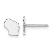 Sterling Silver/Rhodium-plated Wisconsin State Earrings