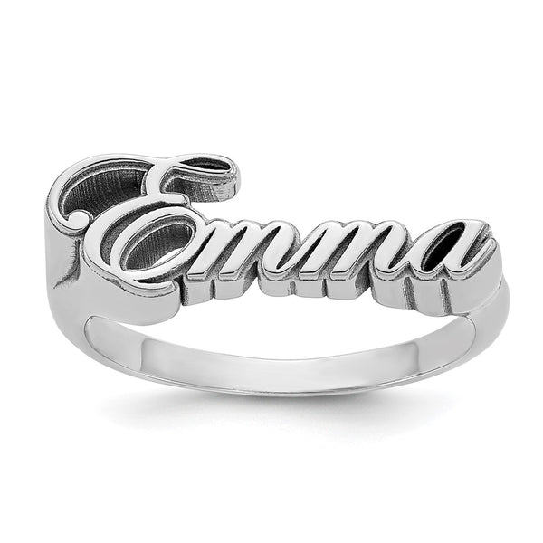 14k White Gold Name Plate Ring