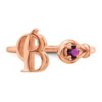 10k Rose Gold Initial B with Birthstone Ring