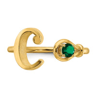 14KY Letter C with Birthstone Ring