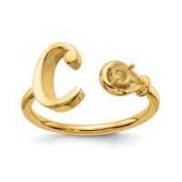 14KY Letter C with Birthstone Ring