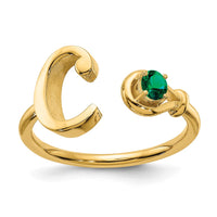 14KY Letter C with Birthstone Ring