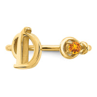 14KY Letter D with Birthstone Ring