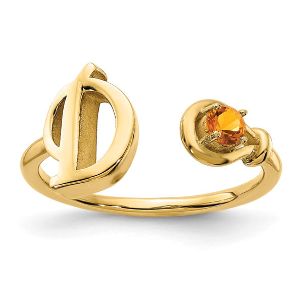 14KY Letter D with Birthstone Ring
