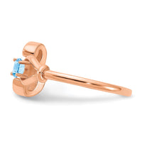 10K Rose Gold Letter E with Birthstone Ring