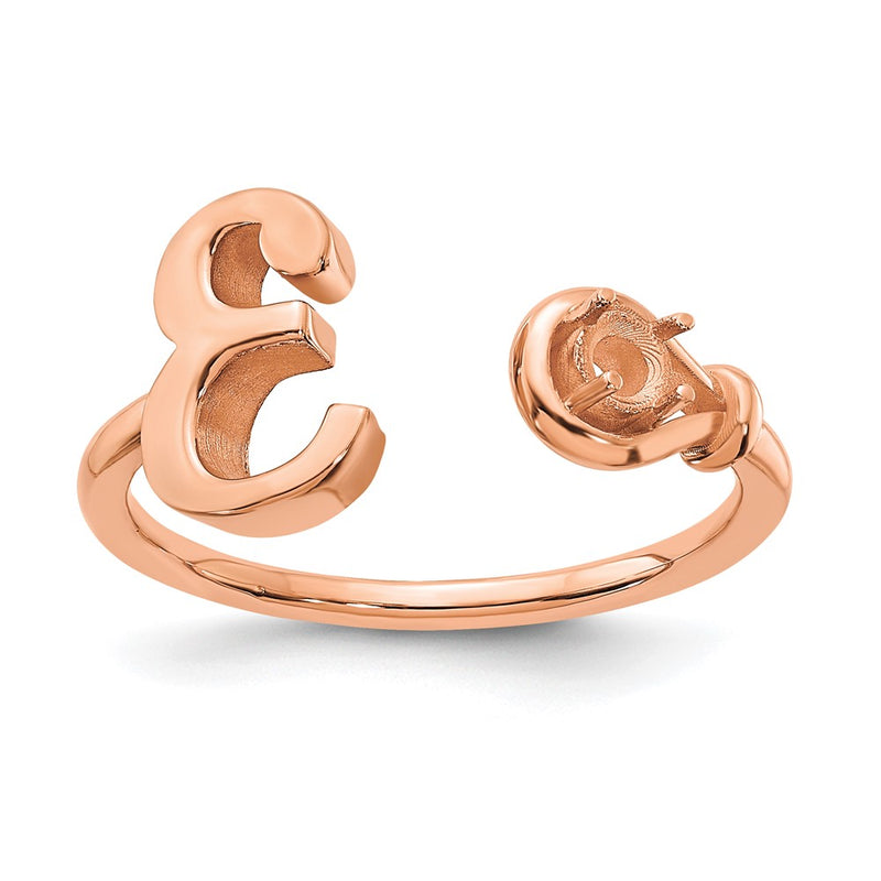 10K Rose Gold Letter E with Birthstone Ring