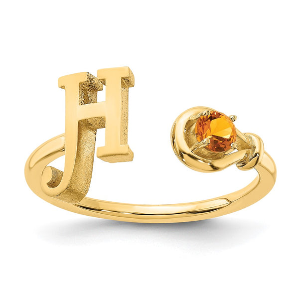 14KY Letter H with Birthstone Ring