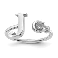 10KW Letter J with Birthstone Ring
