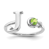 10KW Letter J with Birthstone Ring
