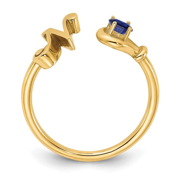 14KY Letter N with Birthstone Ring