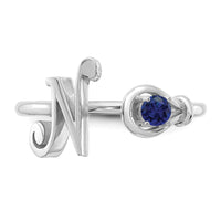 14KW Letter N with Birthstone Ring