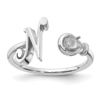 14KW Letter N with Birthstone Ring